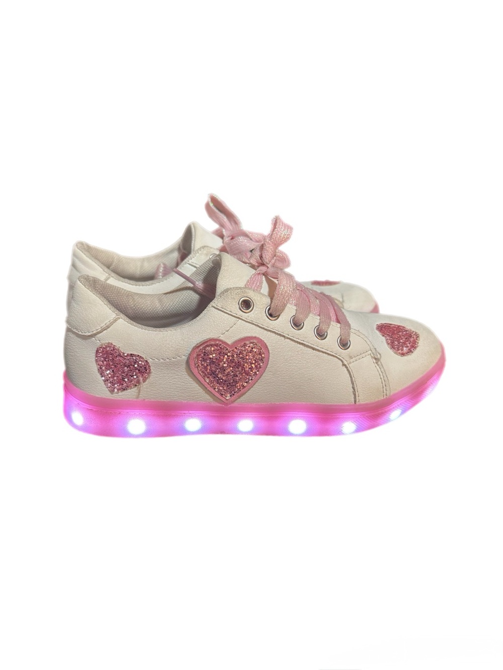 Kids Light-Up Glitter Heart Sneakers - Pink